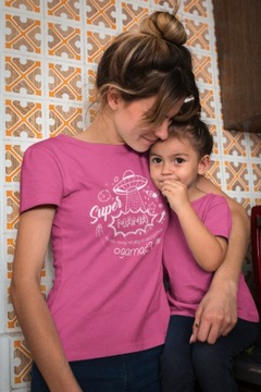 KOSZULKA DLA MAMY UPOMINEK na Dzień Matki t-shirt damski Super Mama różowa