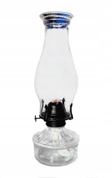 KLASYCZNA SZKLANA LAMPA NAFTOWA Z KNOTEM 400ml.
