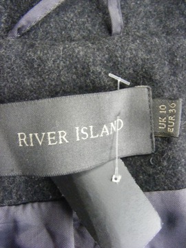 RIVER ISLAND szary klasyczny wełniany płaszcz R 36