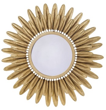 Lustro glamour złote słońce pióra 77,5 cm