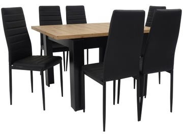 KWADRATOWY stół 90x90/120 i 6 krzeseł TAPICEROWANE