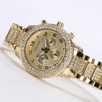 Relogio Feminino New Geneva Classic Luxury Ladies Rhinestone Watch Gold Wom