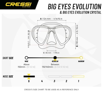 Маска/очки для дайвинга - Cressi Big Eyes Evolution - Синий