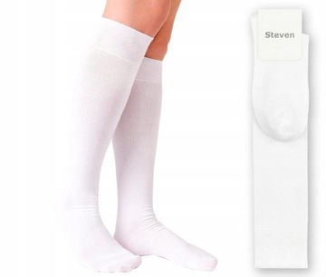 podkolanówki męskie bawełniane BIAŁE steven 027 # 41-43