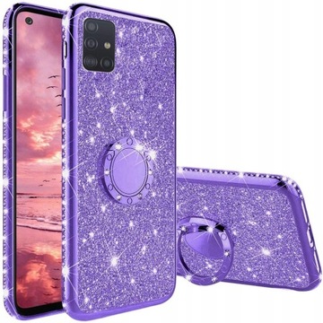 ЧЕХОЛ С БЛЕСКАМИ ДЛЯ SAMSUNG A51 КОЛЬЦО+СТЕКЛО
