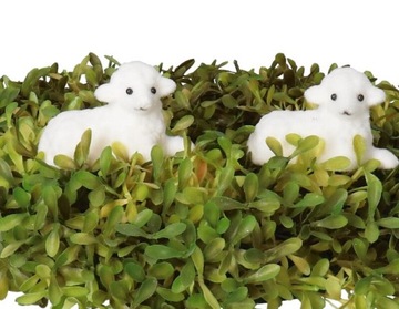 2x ЯГНЕНОК ПАСХАЛЬНЫЕ ЯГНЦЫ ФИГУРКА ДЛЯ КОРЗИНЫ ПЛАТЬЯ ЛЕЖАЩАЯ ŚŚęconka