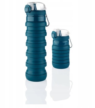 Butelka silikonowa składana 550 ml niebieska