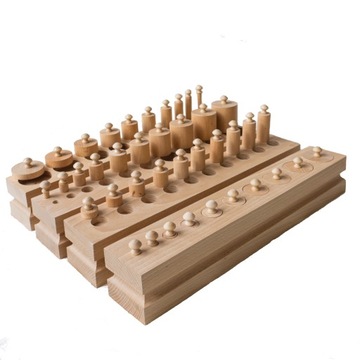 Cylindry do osadzania Montessori Zestaw 4 bloki Pomoce dydaktyczne