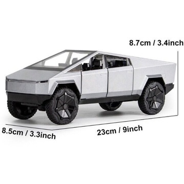 Модель Tesla Cybertruck 1:24, выдвижная игрушечная машина со звуком и светом.