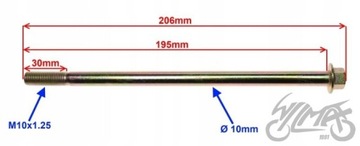 ОСЬ ПЕРЕДНЕГО КОЛЕСА M10x195 j