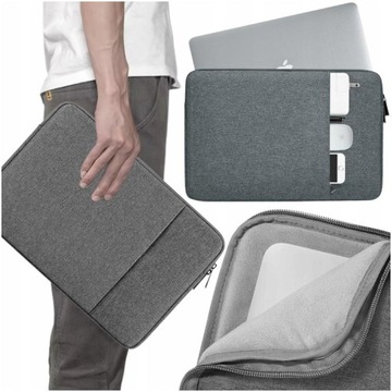 TORBA ETUI POKROWIEC Z KIESZENIĄ NA LAPTOPA MACBOOK PRO AIR 15 16 SZARA