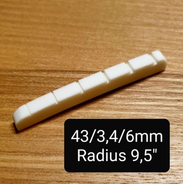 Siodełko kościane do gitary 43/3,4/6mm radius 9,5