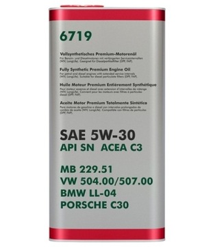 OLEJ DO VAG 5W30 5L SN / C3 / 229.51 / 504.00 507.00 / LL04 / C30 / METALOW