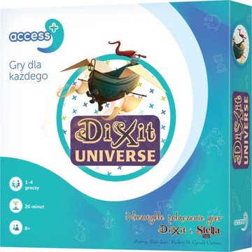 Dixit Universe Access+ gra planszowa z pięknymi kartami 1-4 osób, wiek 8+