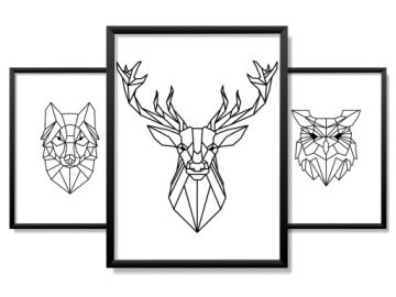 OBRAZY W RAMIE 90x40cm Nowoczesny Polygonal Animal