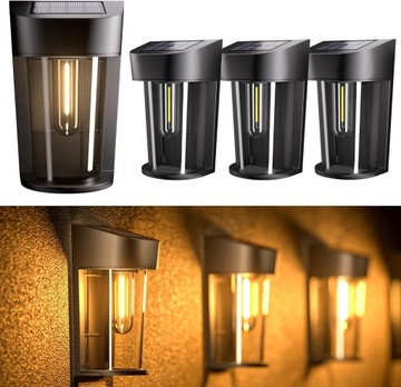 LAMPKI SOLARNE OGRODOWE LAMPA SOLARNA KINKIET Z CZUJNIKIEM ZMIERZCHU 4szt