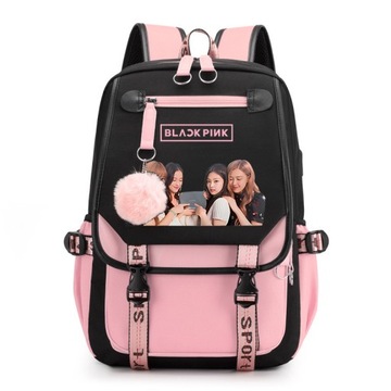 PLECAK SZKOLNY TORNISTER BLACKPINK USB WZORY A4 DUŻY wysoka jakość