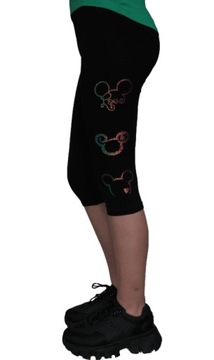 Legginsy 3/4 Getry Rybaczki CZARNE MYSZKA r.146