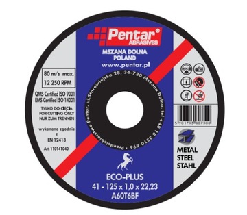 Tarcza do cięcia metalu stali 230 x 2,5 x 22 mm mocna Pentar