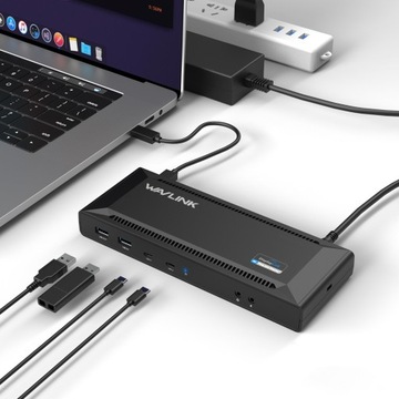 Универсальная док -станция Universal Wavllek USB C с 65 Вт источником питания
