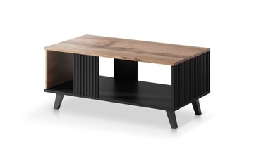 Ława z półką Dąb wotan Czarny MDF 92x50cm Halmar Random