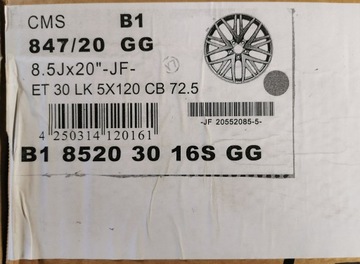 4× DISK HLINÍK CMS B1 TITAN 8.5" X 20" 5X120 ET 30