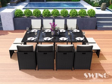 VEGAS MEBLE OGRODOWE POLYRATTAN 9 el. CZARNY