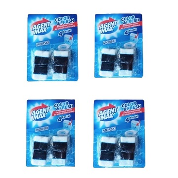 Agent Max Color & Fresh Kostka toaletowa 4x50g morski 4 sztuki