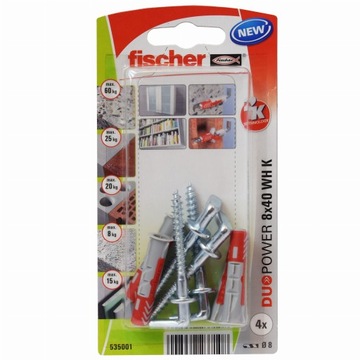 Kołek uniwersalny z hakiem Fischer Duopower 8x40 WH K NV 535001