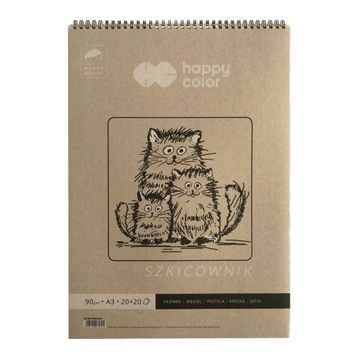 Blok do szkicu Happy Color A3 90 g 20+20 ark. spirala