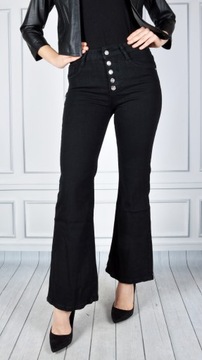 Spodnie Jeansy Jeansowe Modelujące DZWONY GUZIKI #