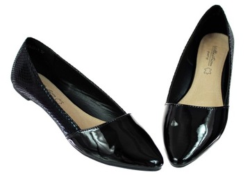 BALERINY LAKIERKI ELEGANCKIE CZARNE BUTY DAMSKIE 6401 roz. 38