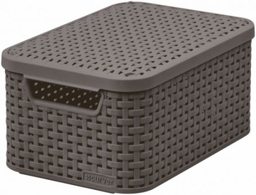 98594 CURVER KOSZYK RATTAN Z POKRYWĄ SZARY STYLE