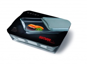 SIMAX ŻAROODPORNE NACZYNIE PROSTOKĄTNE 3,5L Z PLASTIKOWĄ POKRYWĄ