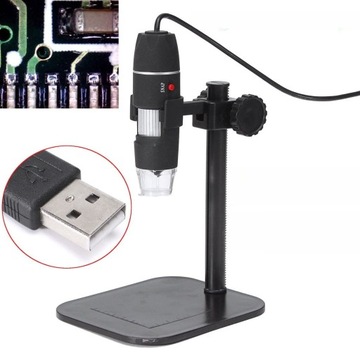 Цифровой USB-микроскоп 1000X 8-СВЕТОДИОДНАЯ УВЕЛИЧИТЕЛЬНАЯ КАМЕРА + ГОРЯЧИЙ ПОДЪЕМНИК (ЧЕРНЫЙ)