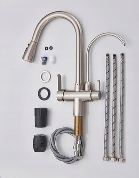 Bateria Trójdrożna do Filtra Retro INOX - MOSIĘŻNA WYLEWKA WW DOZOWNIK