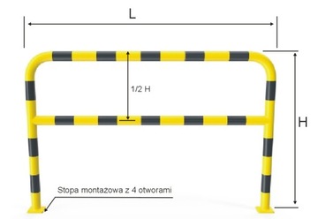 Barierka techniczna z poprzeczką fi 48 o L2000 bariera
