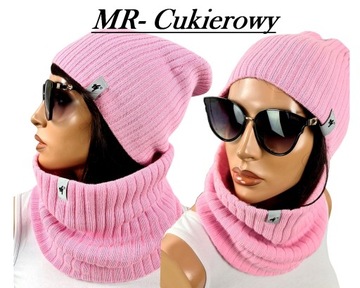 PIĘKNA CZAPKA KOMIN szalik POLSKI Komplet KOLORY PREMIUM JAKOŚĆ