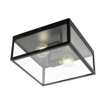 Lampa sufitowa kwadratowa, szklana plafon Eglo 49392, czarna przezroczysta