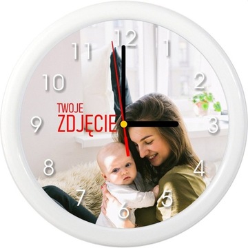 ZEGAR REKLAMOWY ŚCIENNY Z TWOIM ZDJĘCIEM PREZENT LOGO WZÓR GADŻET BIUROWY