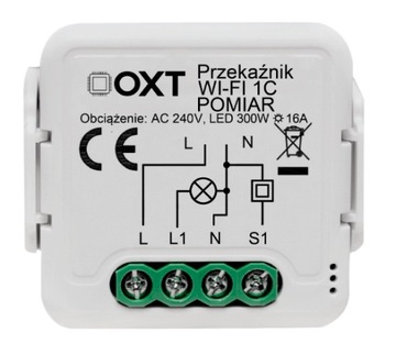 OXT mini przekaźnik 1 ob. z pomiarem 16A WIFI TUYA