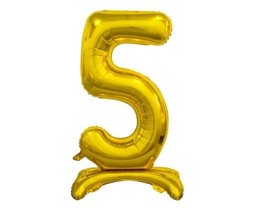 Balon foliowy, CYFRA 5 złoty, stojący, 74 cm.