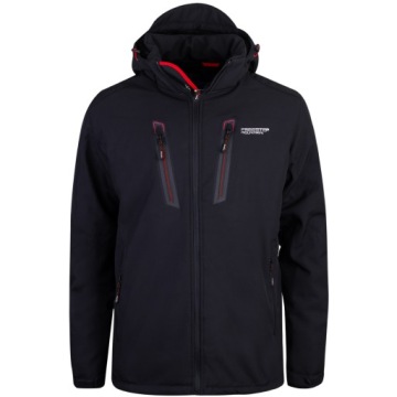 KURTKA MĘSKA SOFTSHELL Z KAPTUREM ZIMOWA Z KOŻUCHEM WODOODPORNA / XL