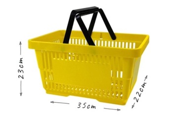 Желтая пластиковая корзина для покупок 22л.