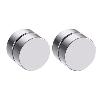 8mm okrągła para magnesów Ear Stud Mężczyzna Kobiet Party Prezent Srebrny