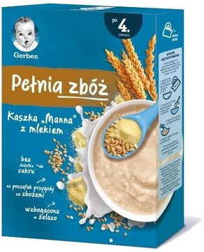 Gerber Pełnia zbóż Kaszka Manna z mlekiem 4m+ 200g