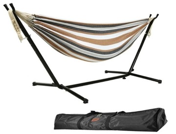 Прочный МЕТАЛЛИЧЕСКИЙ КАРКАС ГАМАКА, 300 кг, РЕГУЛИРУЕМЫЙ, ДЛЯ ДВУХ ЧЕЛОВЕК + СУМКА