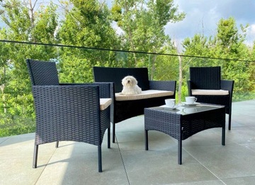 meble ogrodowe z TECHNORATTANU RATTAN ZESTAW STOL FOTELE KRZESLA DO OGRODU