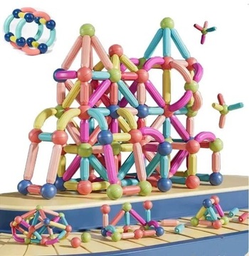 БОЛЬШИЕ МАГНИТНЫЕ КОНСТРУКЦИОННЫЕ БЛОКИ XXL 128 штук + супер КОРОБКА + КОЛЕСА