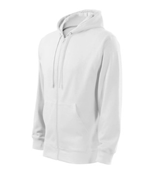 MĘSKA BLUZA Trendy Zipper rozpinana z kapturem Biała Bawełna 3XL